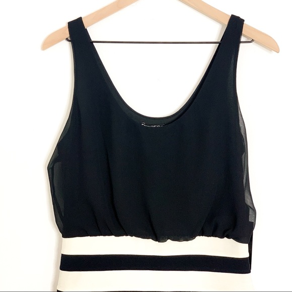 Express Color Block Blouson Bodycon Tank Dress - Picture 2 of 8